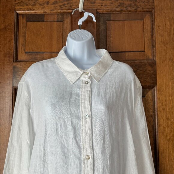 NWT H&M White Natural Linen Button-Down Blouse Size 3XL - Picture 2 of 16